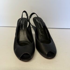 Donald J. Pliner Black Peep-Toe Slingback Heels Size 7.5